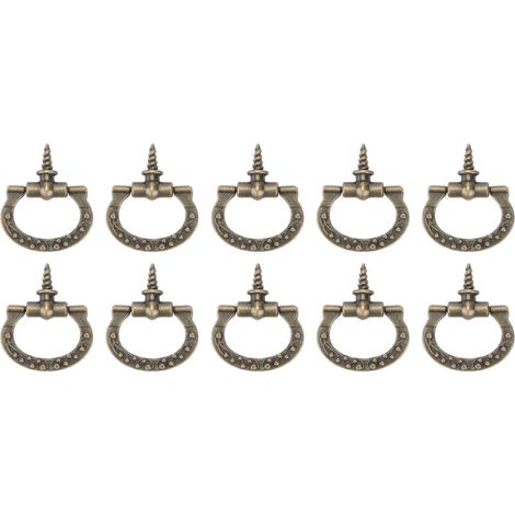 10 pezzi Maniglie a tirante filettate retrò a foro singolo per portagioie e scatole regalo, bottone in bronzo (1/5)