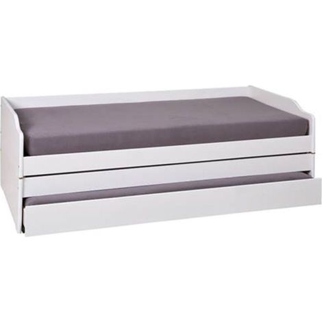 Lit Banquette Enfant Bois "Axel" 90x200cm Blanc (1/5)