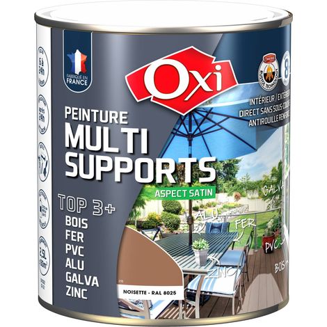Solution intérieure/extérieure OXI PEINTURE MULTI SUPPORTS SATIN Brun Noisette (RAL 8025) 2.5 litres