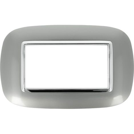 Placca Oval 504 4M Moduli Silver Compatibile con Bticino Axolute (1/3)