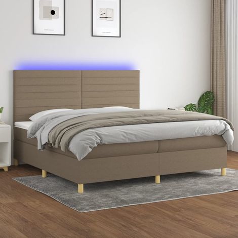 Cama box spring colchón y luces LED tela gris taupe 200x200 cm vidaXL (1/5)