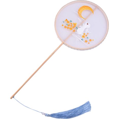 Éventail Rond Chinois En Soie Brodée Et Bois De Hêtre Pour Danse Traditionnelle Décoration Cadeau - 1 Pièce (1/5)