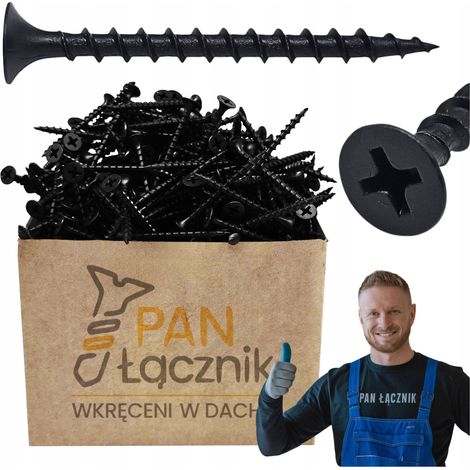 Vis Pour Bois Et Plaques De Plâtre Pan Łącznik, 3.5 x 55 mm, Noires PH2 Phosphatées, Sac 1 kg (1/5)