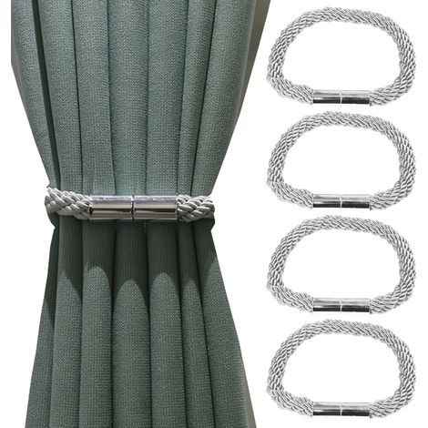 4er-Set magnetische Gardinenhalter – Gardinenzubehör und Magnete – Grau