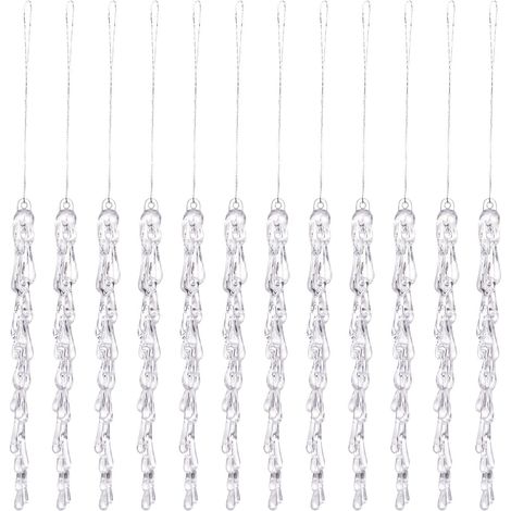 Guirlande De Glace Acrylique - Décor En Forme De Stalactite Et Goutte De Glace Pour Arbre De Noël Et Intérieur Extérieur - 12 Pièces (1/5)