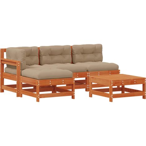 Garden Lounge Set 5 pcs Wax Brown Solid Pine Wood vidaXL (1/5)