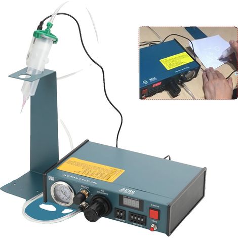 Dispensador automático de pegamento, Tensión de entrada: 220 V / 50 Hz, Dimensiones: 235 × 225 × 63 mm, Volumen mínimo de dispensación: 0,0001 mL, Tiempo de dispensación automática: 00,01 s–99,99 s, P (1/5)