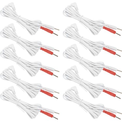 10 câbles d'électrodes TENS 2,35mm, 1,8m - Lot de 10 pour électrothérapie et soulagement musculaire (1/5)