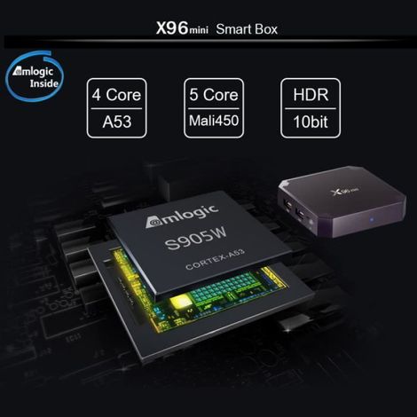 Smart TV Box - Décodeur 4K - Compatible IPTV Et Streaming - Wi-Fi 2,4 GHz - Processeur Quad Core - 1 Go RAM 8 Go ROM - Unité (1/4)