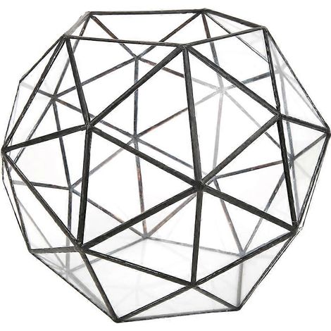 Vase en verre élégant à motif géométrique pour plantes, contenant décoratif paysage, accessoire de jardinage, support floral design, pot transparent moderne. (1/5)