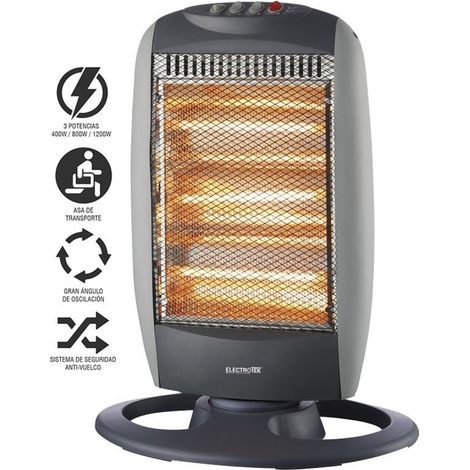 Estufa Halógena ET-EH1206 - 3 Ajustes de Temperatura y Oscilación  Oferta exclusiva (1/2)
