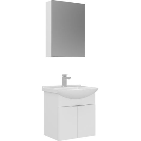 Ensemble Meuble Vasque avec Miroir (2 Pièces) "Purus 55" - 55 x 50 x 58 cm - White (1/3)