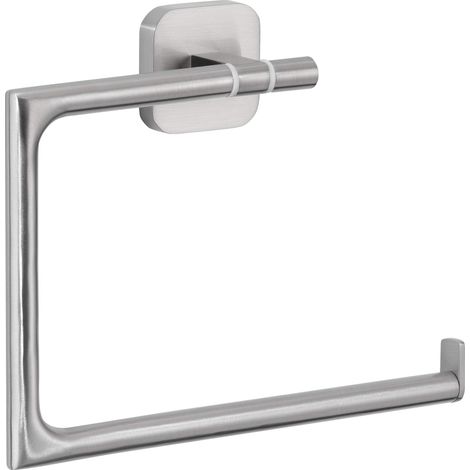 tesa Esteetic Anello Portasciugamani Adesivo - Porta asciugamani squadrato in metallo inox - Senza forature - Rimovibile senza lasciare tracce - 185 mm x 154 mm x 45 mm (1/5)
