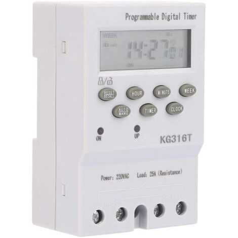 Interrupteur de minuterie numérique, interrupteur horaire de micro-ordinateur KG316T 220V interrupteur de commande de temps de micro-ordinateur interrupteur de minuterie numérique automatique Programm (1/5)