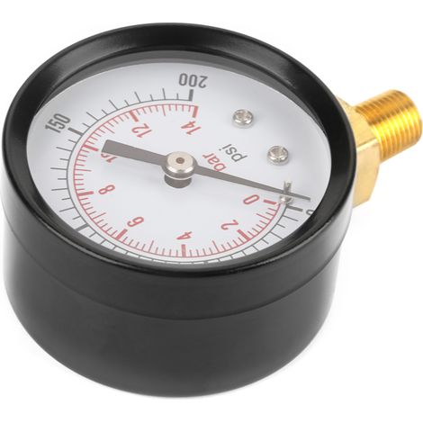 Manomètre 0-200 psi 0-14 bars pour eau air huile, indicateur à cadran, raccord fileté NPT 1/8" en bas (1/5)