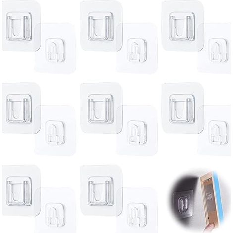BRAVIX 10 Paires Crochets Muraux Adhésifs Double Face 6 x 6cm Crochets Auto-adhésifs Carrés sans Crochet en Plastique Transparent pour Suspendre Boîte d’Essuie-tout Boîte de Rangement de Salle de Bain (1/5)