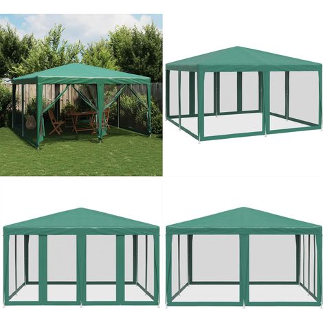 vidaXL Partyzelt mit 8 Mesh-Seitenteilen Grün 4x4 m HDPE (1/5)