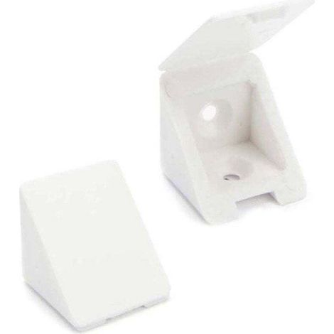 40 pezzi di staffe angolari/connettori per mobili/staffe per mensole con 2 fori. Colore: bianco. Materiale: plastica. (1/4)