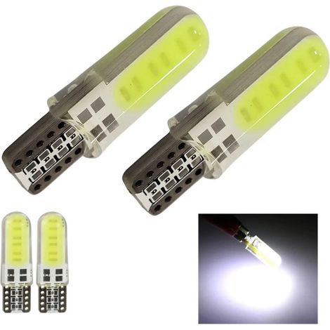 Kit de 2 ampoules LED T10 W5W pour feux de position – LED COB, lumière blanc froid 6000 K, 12 V, compatible CANBUS (sans erreur)
