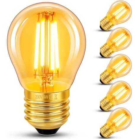 Ampoule LED à filament rétro E27 4W, lumière blanc chaud, non dimmable, idéale pour la décoration de restaurants, cafés et bars, lot de 6 (1/5)