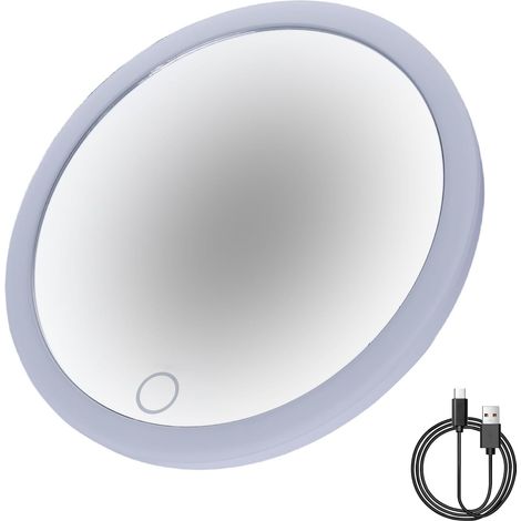 Miroir Grossissant 10x avec Ventouse, Rechargeable LED, 15cm de Diamètre, Portable pour Rasage, Maquillage, Épilation (1/5)