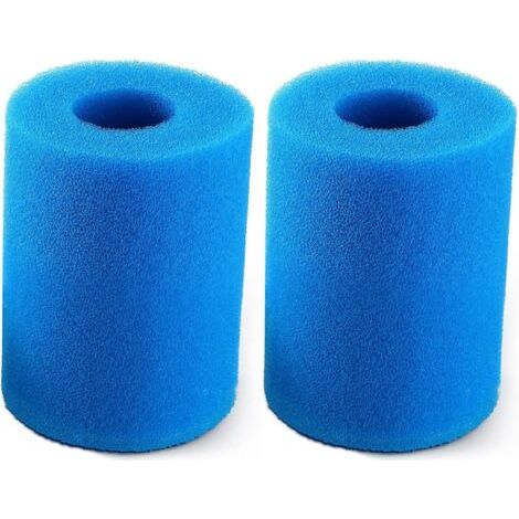 Lot de 2 cartouches filtrantes pour piscine, mousse filtrante de rechange, éponge lavable et réutilisable, compatible avec les filtres Intex (10,2 x 9 cm).