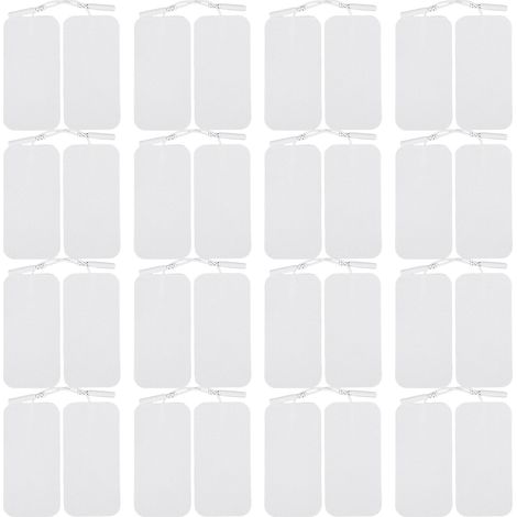 Lot de 40 électrodes TENS 4 x 8 cm - Électrodes autocollantes réutilisables pour appareil TENS et EMS Trainer - Compatible avec connecteur de 2 mm - Pour soulager les muscles (1/5)