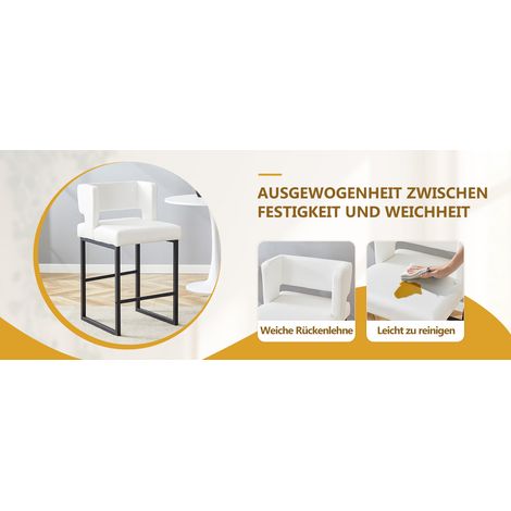 2 Sätze weißer Nordic Windbar Stuhl, mit modernem quadratischem Design, schwarzen Metallbeinen, leichtem und komfortablem Set. Um Ihren vielfältigen Produktbedarf gerecht zu werden. (1/5)