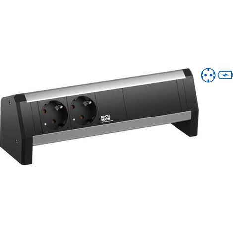 Bachmann DESK multipresa argento 2 prese di corrente USB