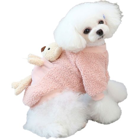 1 pull en polaire pour chien et chat, motif ours, rose, automne-hiver, taille M à XXL (1/5)