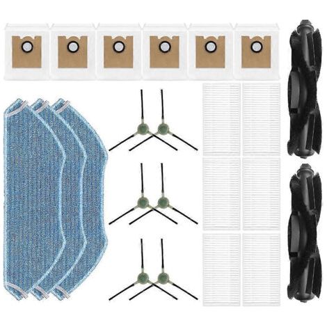 NALOOKAMIC Pièces de rechange pour Lefant M2 Pro/M2S Pro : 2 brosses rotatives, 6 brosses latérales, 6 filtres HEPA, 3 lingettes de nettoyage, 6 sacs à poussière (1/4)