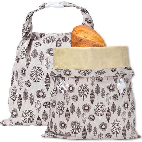 Set mit 2 Brotsäckchen aus Leinen – 43 x 30 cm – Zur Aufbewahrung von selbstgebackenem Brot – Wiederverwendbar – Mit Innenfutter (1/5)