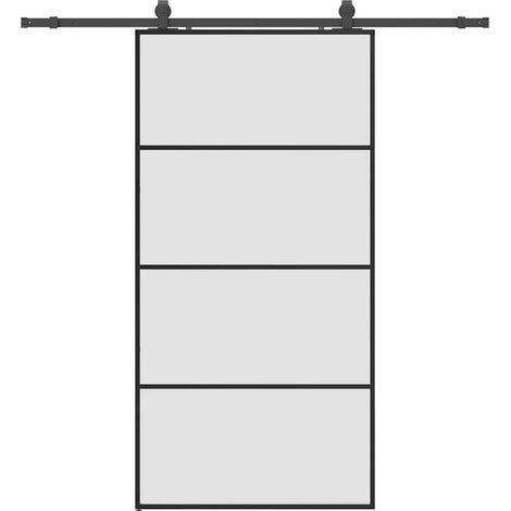 Porte coulissante kit de quincaillerie noir 102,5x205 cm
