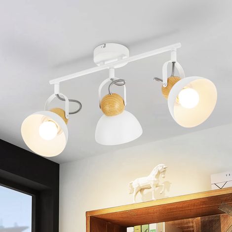 Plafoniera 3 Faretti da Soffitto Vintage Bianchi: GBLY Faretti da Soffitto retrò a 3 Lampadine E27 Lampada da Cucina Girevole a 350° Plafoniera da Interno in Metallo Industriale