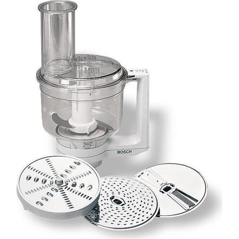 Multimixeur - BOSCH - Pour Kitchen machine MUM5 - Couteau universel, râpe et disque double tranchant - Blanc transparent (1/9)