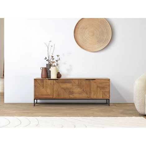 BOBOCHIC - Meuble TV 4 portes 160 cm NAOMIE bois massif d'acacia (1/5)
