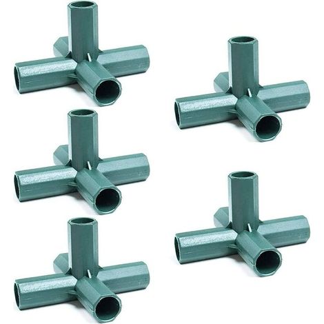 Lot de 5 Connecteurs De Cadre De Serre De 16 mm, 5 Voies connecteurs d'angle PVC, Accessoires De Connexion en Plastique De Serre, pour Cadre de Jardin Cages à Fruits Clôtures Cadre de Serre,vert，Super (1/5)