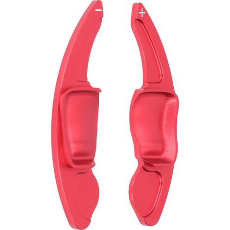 Deux palettes de changement de vitesse rouges au volant, en alliage d'aluminium, sont des accessoires de modification et de décoration automobile adaptés aux modèles SEAT Leon 2009-2014. (1/5)