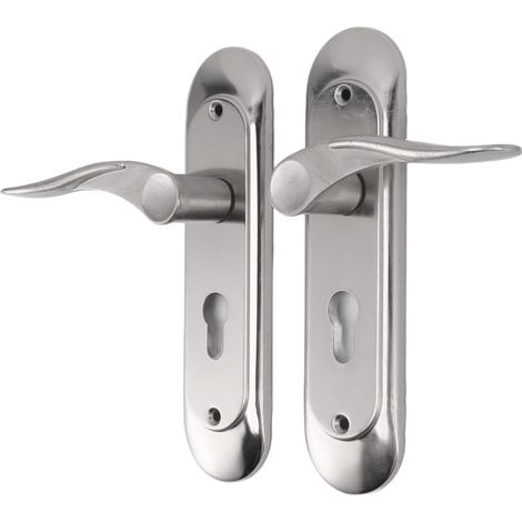 Poignée de porte intérieure à levier avec serrure, installation facile, en acier inoxydable, pour chambre, salle de bain, placard, maison (1/5)