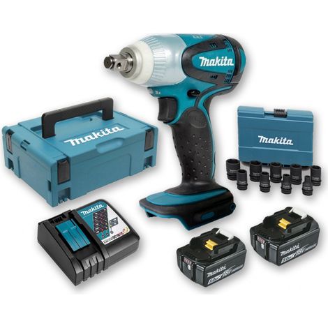Boulonneuse à chocs 18V 230Nm 1/2" DTW251 avec 2 batteries 5Ah + Coffret 9 douilles + coffret MAKITA (1/4)