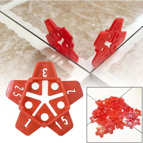 Selbstnivellierendes Fliesenkreuz, Kreuz, 5-in-1-Sternfugenabstandshalter 50 Stück, für Fugen von 1 mm bis 3 mm mit Kreuzen, professioneller Fliesenlegerhelfer für einfaches Fliesenlegen