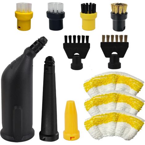 12 Pièces Accessoire pour Kärcher Nettoyeur Vapeur, Inclus Buses, Brosses Plates, Rondes Brosses & Chiffons Microfibre, pour Karcher SC1 SC2 SC3 SC4 SC5, Nettoyage Sols, Vitres, Carrelage (1/5)