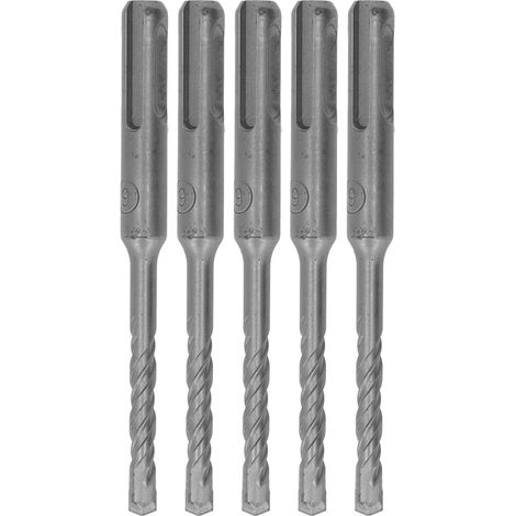 Juego de 5 brocas de impacto con punta de carburo cementado, de 2 estrías, para ladrillo y piedra, con un diámetro de apertura de 110 mm (6 mm / 0,24 pulg.). (1/5)