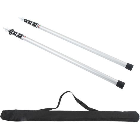 2pcs Mâts de Tente Camping Aluminium Pliable 95-235cm Tiges Télescopiques Support Auvent avec Sac Rangement pour Randonnée (1/5)