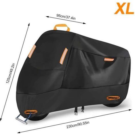 Housse De Moto - Polyester 210D Plaqué PU - Imperméable Universelle - Noir - XL (1/4)