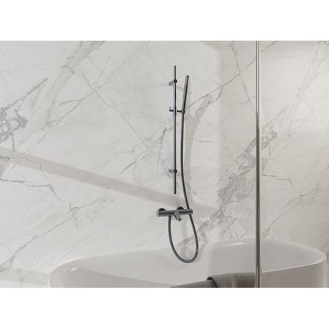 Fortifura Calvi Mitigeur baignoire - avec barre curseur - douchette stick - flexible en métal - Gunmetal (1/5)