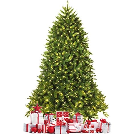 6FT Pre-Lit Artificial Christmas Tree Xmas Tree 8 Lighting Modes 650 LED Lights (1/5)