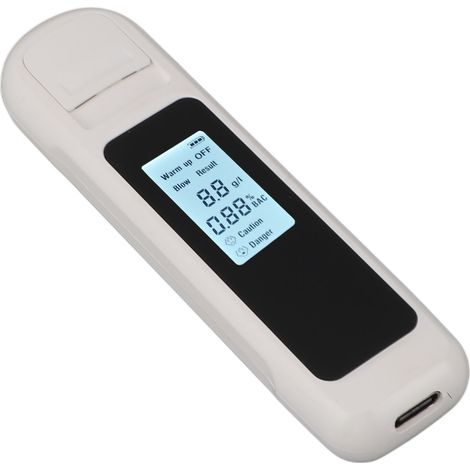Éthylotest portable rechargeable, éthylotest à bouchon poussoir, détecteur d'alcool blanc haute précision. (1/5)