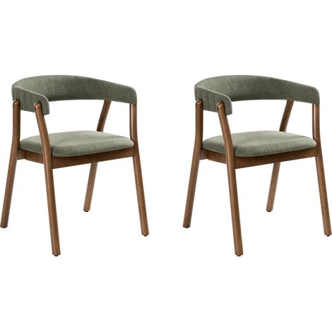 Conjunto de 2 sillas de comedor estilo tradicional asiento tapizado marrón oscuro y verde Mylo (1/5)