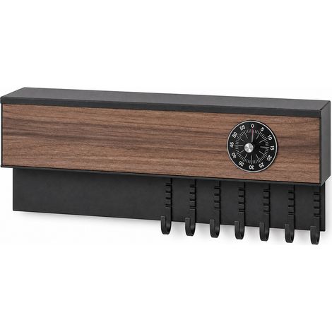 Wall-Mounted Walnut Kitchen Shelf with 8 Hooks 36 cm (1/5)